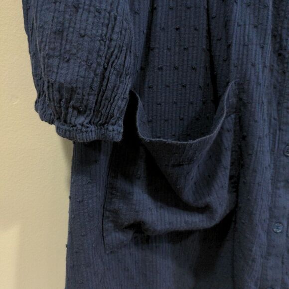 Folk by Hansel Basel Anthro Womens Square Neck LS Mini Dress Size M Navy Cottage - Picture 6 of 12